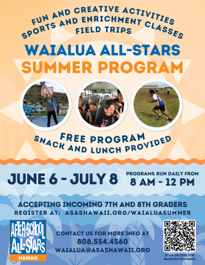 2022 Summer Program Flyers - Waialua