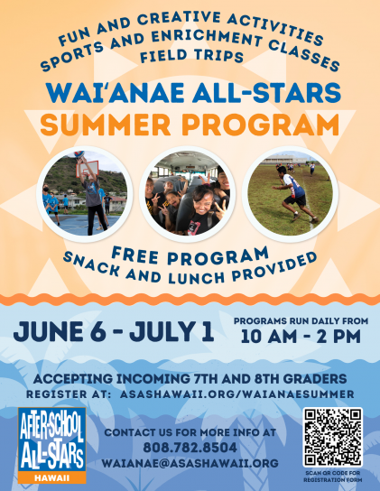2022 Summer Program Flyers - Waiʻanae