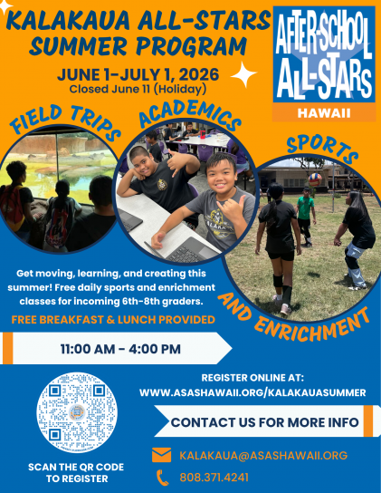 26-27 Q0 - Kalakaua - Summer Registration Flyer