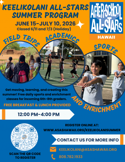 26-27 Q0 - Keelikolani - Summer Registration Flyer