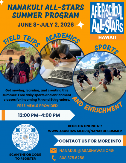 26-27 Q0 - Nanakuli - Summer Registration Flyer