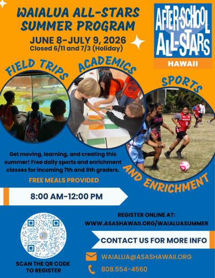 26-27 Q0 - Waialua - Summer Registration Flyer