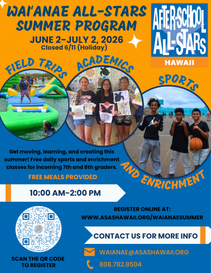 26-27 Q0 - Waianae - Summer Registration Flyer