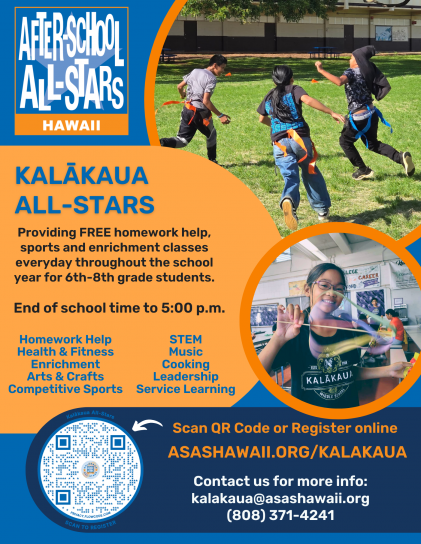 2026-2027 Registration Flyer - Kalakaua