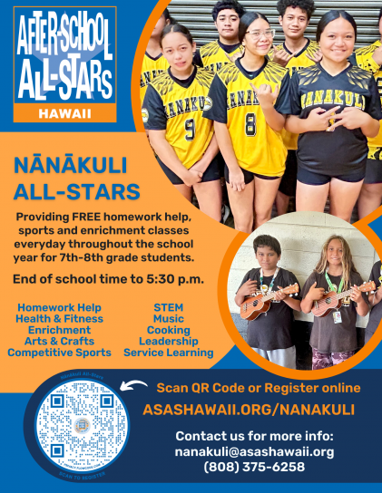 2026-2027 Registration Flyer - Nanakuli